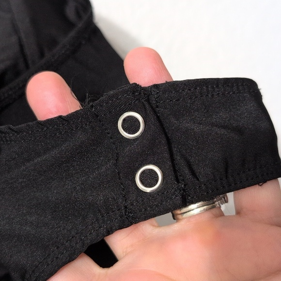 EXPRESS Satin Black Flutter Sleeve Wrap Front Bodysuit Women's Size Small - Picture 4 of 13